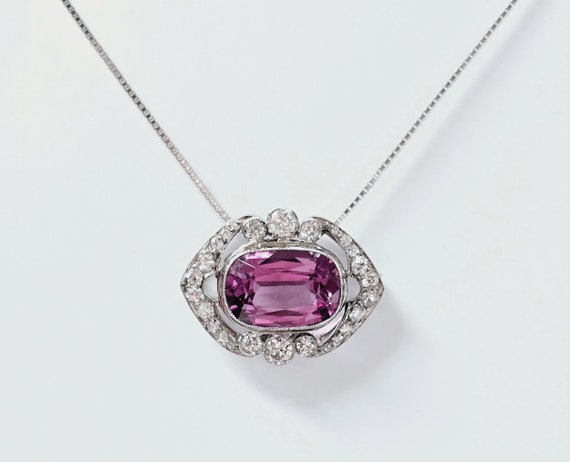 Stunning 3.50ct Pink Spinel and Diamond Pendant/Necklace PLATINUM!