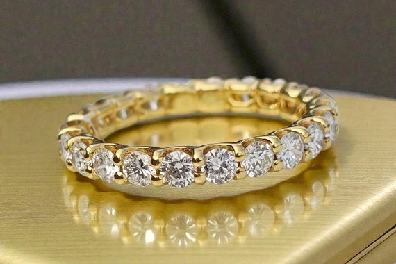 18k Yellow Gold Diamond Eternity Band 2.10ctw Finger Size 6.5