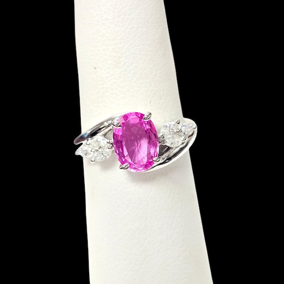 1.75ct PINK Sapphire & 0.29ct Diamond Platinum Ring