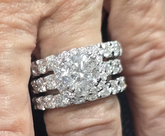 BLING! BLING!  3-Piece Natural Diamond Wedding Set