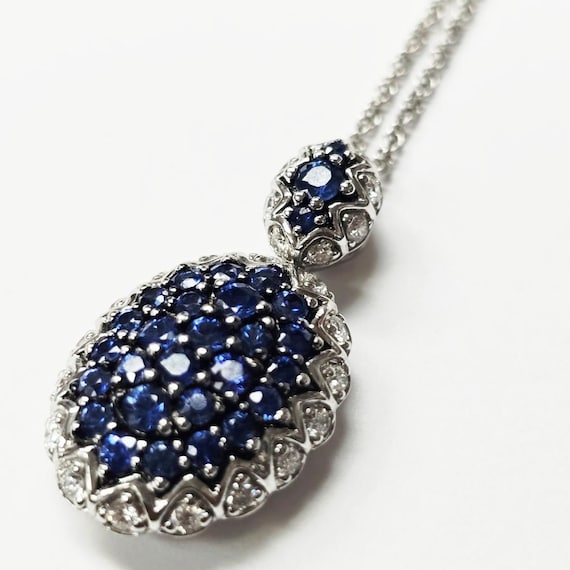 BEAUTIFUL 14kwg Sapphire & Diamond Pendant/Necklace