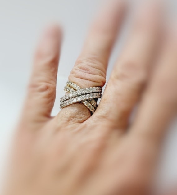 Ladies 14k Two-Tone Cross-Over Diamond Ring - image 6