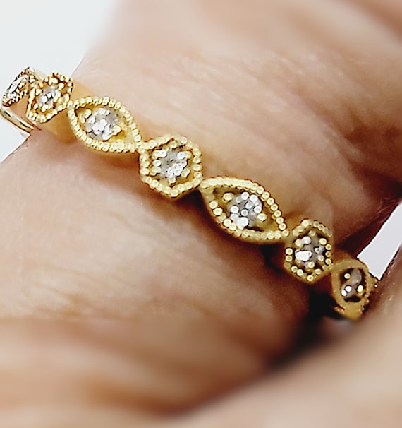 SALE!!! 18k Yellow Gold Diamond Stack Band ....Sizeable!