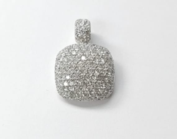 18k White Gold 2.18ctw Pave' Set Diamond Pendant (chain not included)