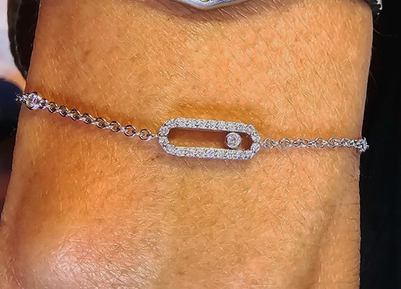 Petite 18kwg Diamond Paperclip Bracelet
