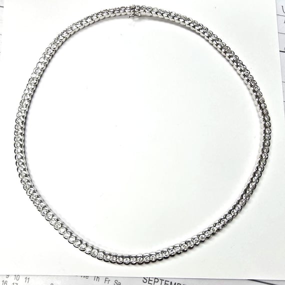 18k White Gold Bezel Set 11.34cts Diamond Necklace