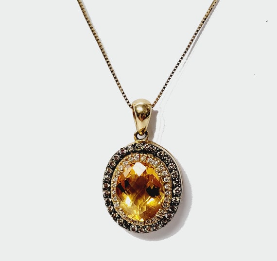 Le Vian Citrine Necklace 1/3 ct tw Diamonds 14K Yellow Gold 18"