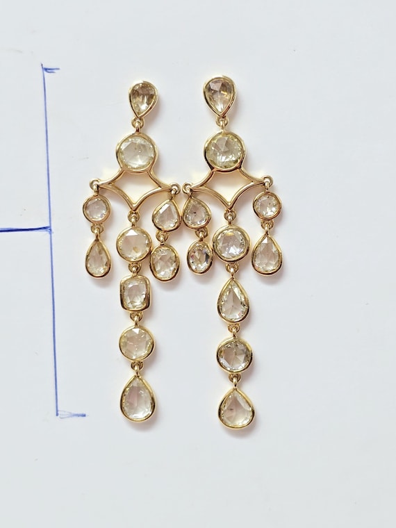 Unique 14k Yellow Gold Natural Diamond Dangle Earrings