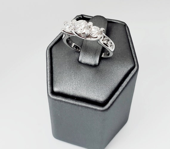 SALE!!! 14k White Gold 3-Stone Trellis Diamond Ring 1.25 Carats Total Weight w/Free Shipping!