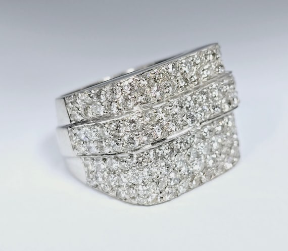 SALE!!! 18k Unique White Gold Wide, Pave' Diamond Ring  WOW!