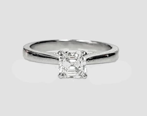 SALE!!! UNIQUE 0.70ct GIA Asscher Cut Platinum Engagement Ring with Free Shipping