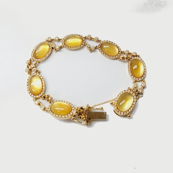 Designer JMP Golden Mother of Pearl and Diamond Bracelet 18k Gold