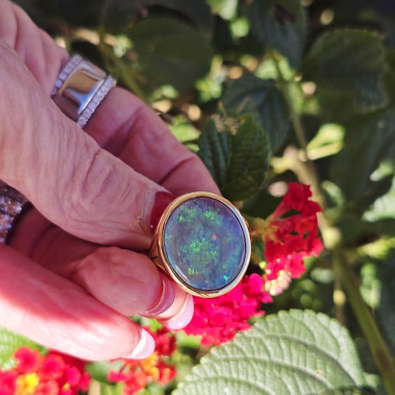 18K Yellow Gold Custom Opal & Diamond Ring WOW!!!!
