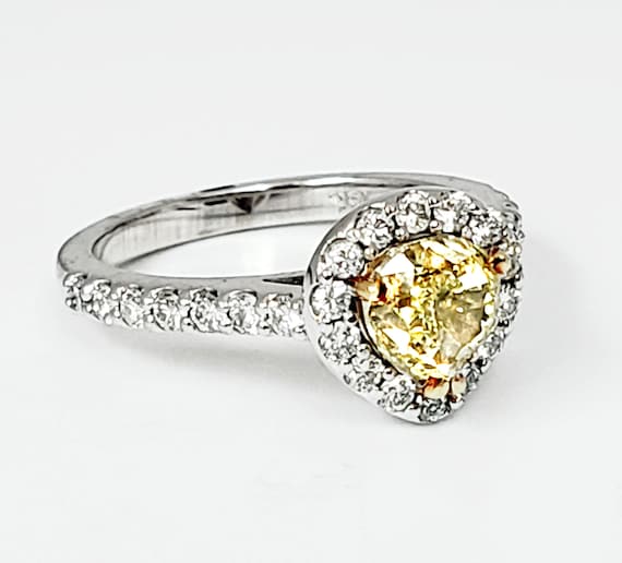 SALE!!! Ladies GIA Fancy Yellow Pear Shaped 1.32ct Natural Diamond Halo Ring with 0.56cts in White Diamonds FREE Priority Shipping!