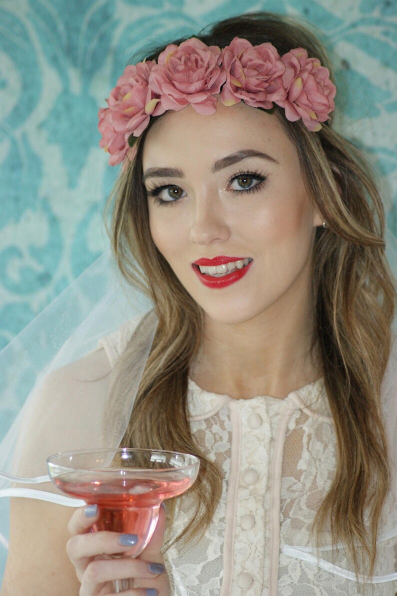 Bride to be flower crown Bachelorette veil Hen Party Veil Etsy