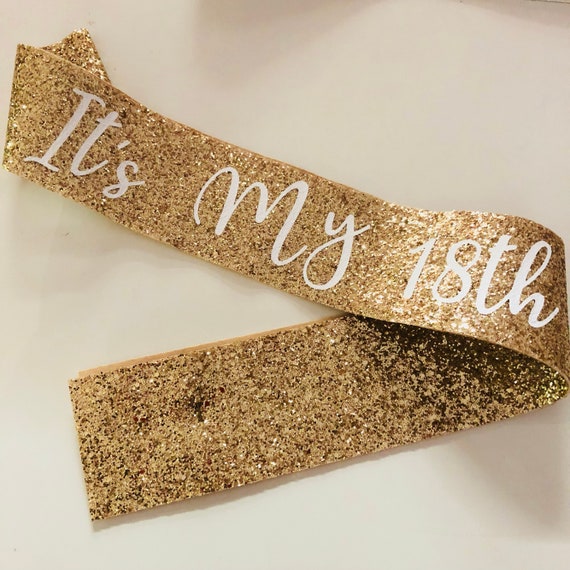 18th Birthday Sash Glitter Sash Personalised Sash 18 Etsy