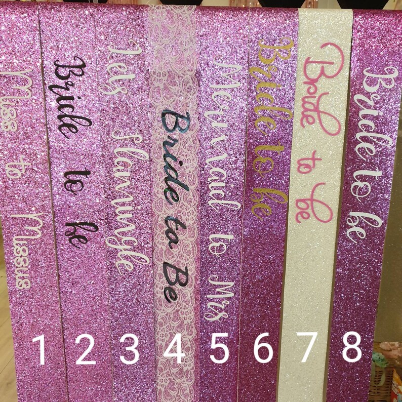 Pink Bride to be sash Bachelorette Sash Bachelorette Party Bridal shower glitter sash pink glitter handmade Hen Party Sash