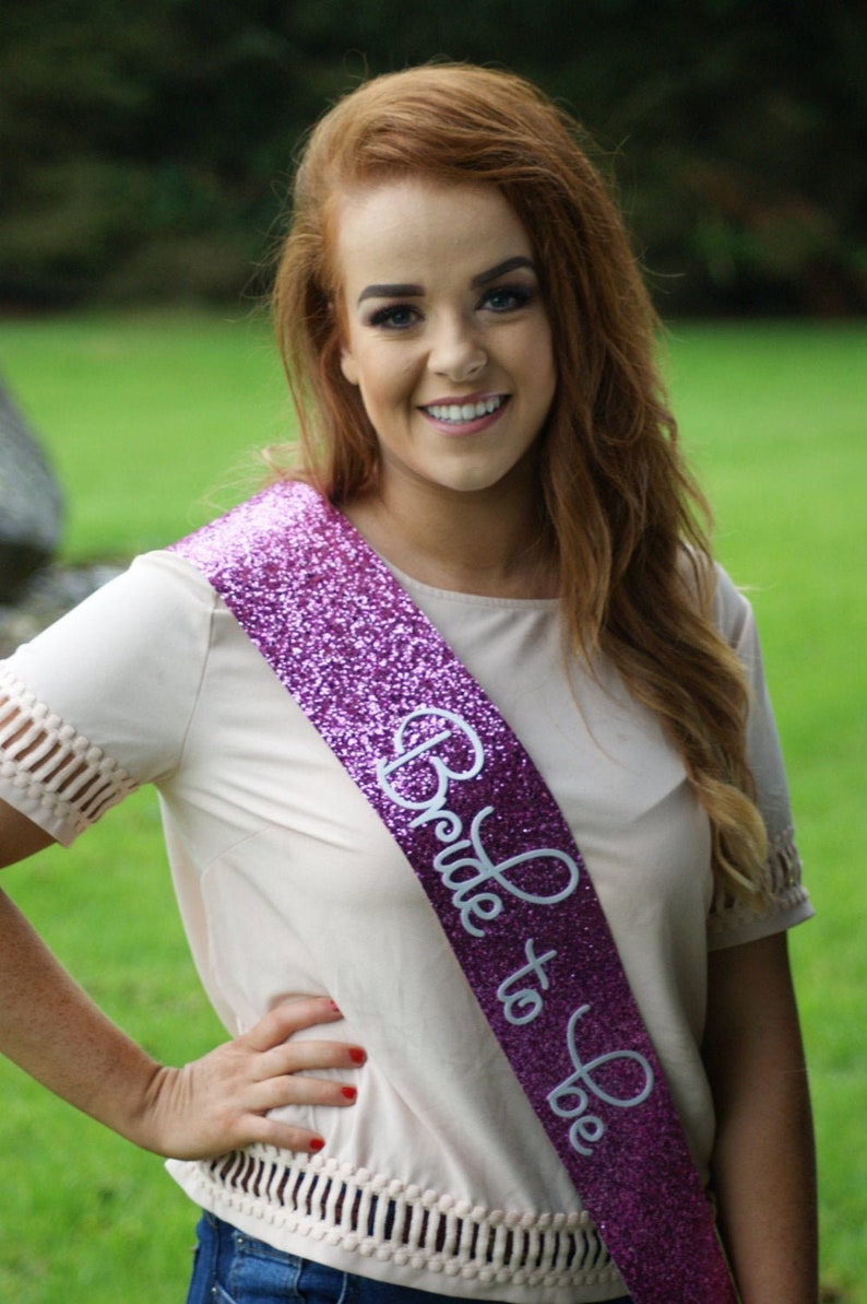 Pink Bride to be sash Bachelorette Sash Bachelorette Party Bridal shower glitter sash pink glitter handmade Hen Party Sash