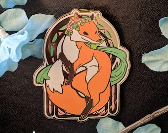 Fox Nouveau 2" Gold Hard Enamel Pin