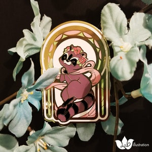 Raccoon Nouveau Hard Enamel Pin 2&quot;
