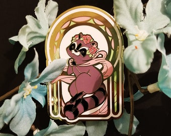 Raccoon Nouveau Hard Enamel Pin 2"