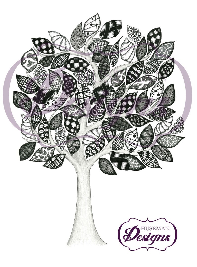 Zentangle inspired Print Hand Drawn Tree Branches Art Etsy