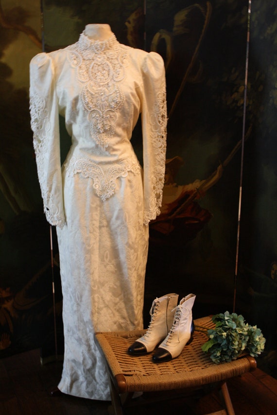 Rare Victorian Wedding Dress Jessica Mcclintock Bridal 80s 9 Etsy