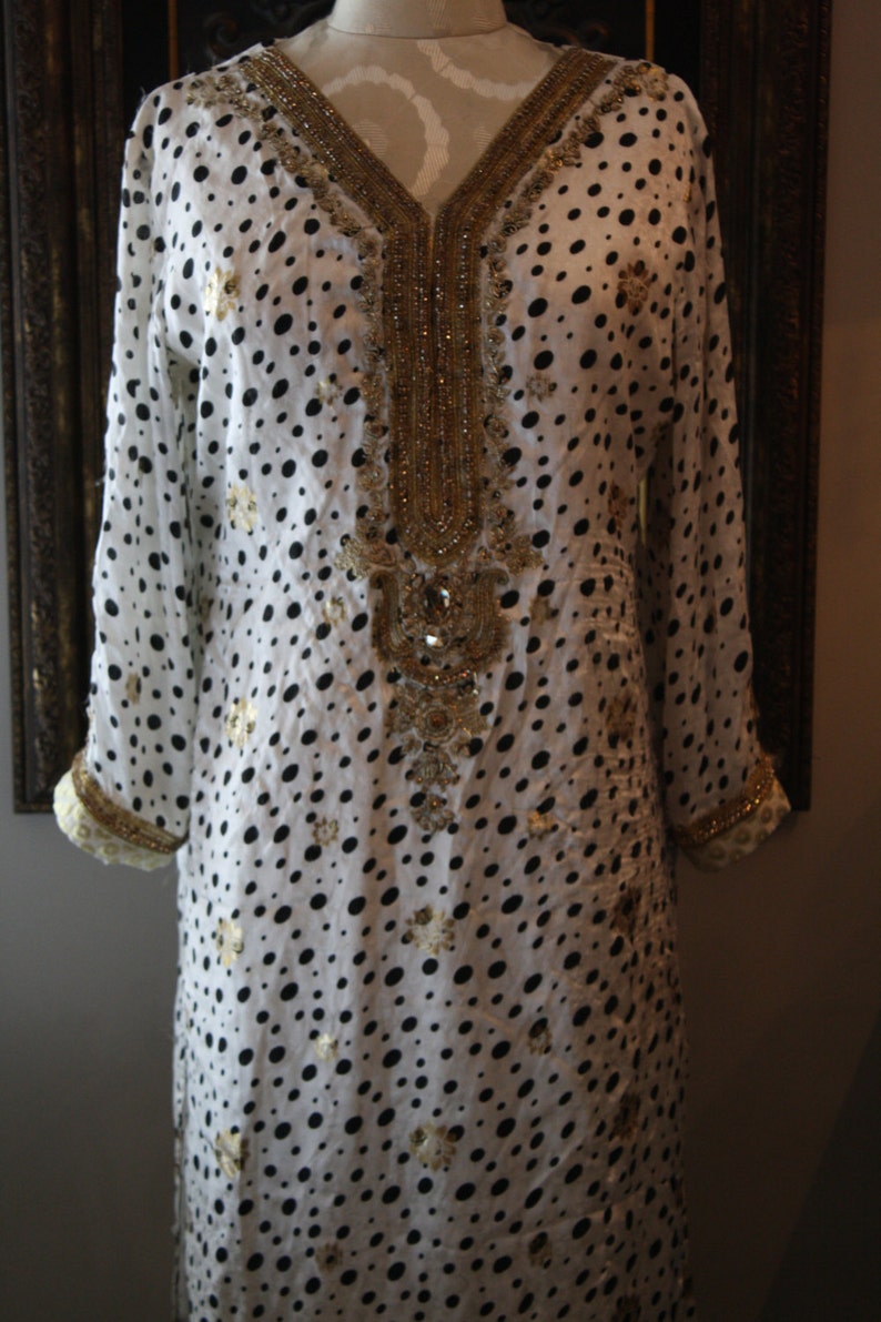 Vintage Turkish Tunic Gown Robe 1960s Ethnic Gold Lame Hollywood Regency Bali Middle e Eastern