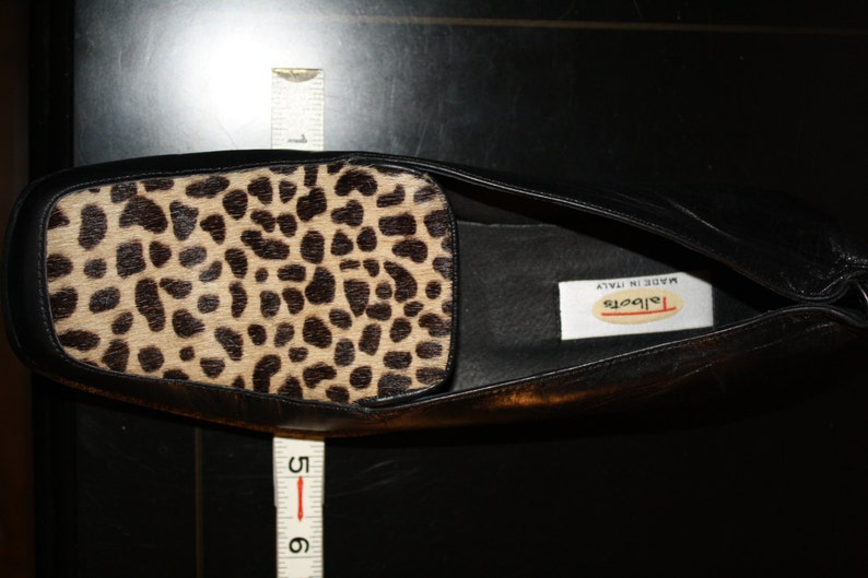 Vintage Leopard Loafer Talbots Italy Black 7 Preppy Hipster Rockabilly