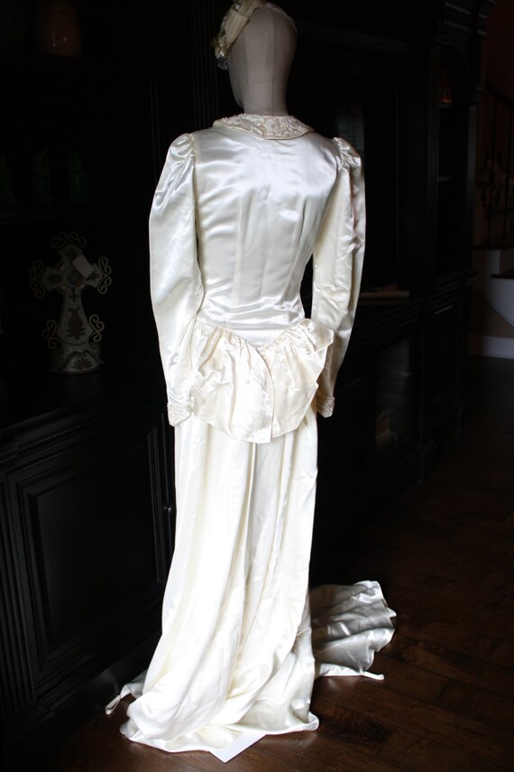 1940s Wedding Dress Gatsby Art Deco Era Liquid Sa… - image 4