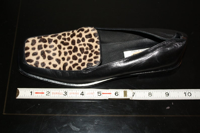 Vintage Leopard Loafer Talbots Italy Black 7 Preppy Hipster Rockabilly