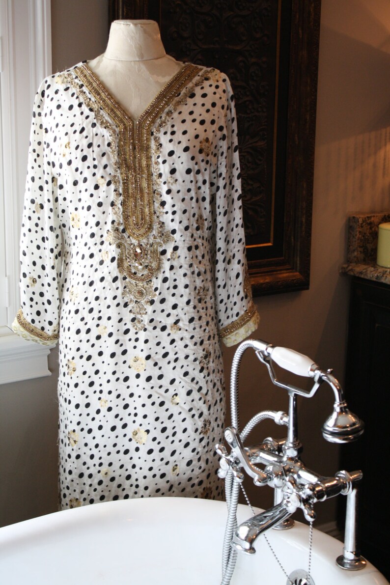Vintage Turkish Tunic Gown Robe 1960s Ethnic Gold Lame Hollywood Regency Bali Middle e Eastern