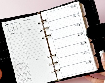 Personal Size Printed Weekly Inserts, Week on 1 Page with Overview, Planner Refills