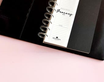 Half Letter (Half-Page) Grocery List Planner Inserts, Slim Shopping List, Printed Discbound Refill