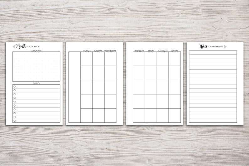 Printable Pocket Inserts Monthly Planner Filofax Pocket Etsy