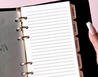 Personal Size Printed Notes Inserts, Lined or Dotted, 6-Ring Planner Refill