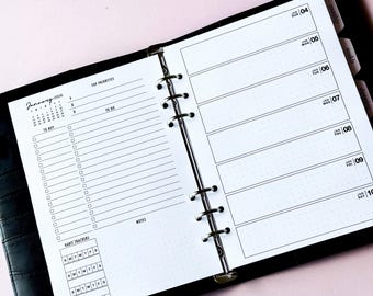 A5 Weekly Inserts, Printed Week on 1 Page with Overview, 6-Ring Planner Refill