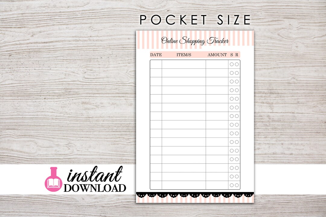 Printable Pocket Inserts Online Shopping Tracker Order - Etsy