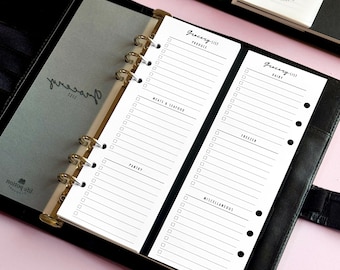 Half A5 Grocery List Inserts, Slim Shopping List, Printed 6-Ring Planner Refill