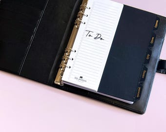 Half A5 To Do Planner Inserts, Slim Checklist, Printed 6-Ring Planner Refill