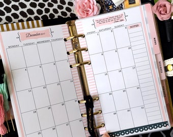 Printed Planner Inserts - Monthly Inserts - Filofax Personal - Kikki K Medium - LV MM - Design: Mademoiselle