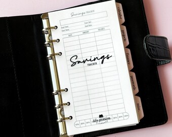 Personal Size Savings Tracker & Sinking Funds Printed Inserts, 6-Ring Planner Refill