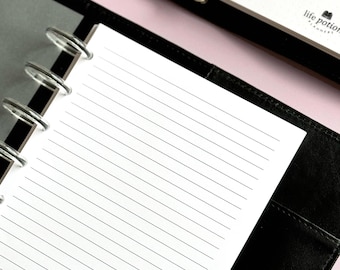 Half Letter Notes Inserts, Lined or Dotted Pages, Printed Discbound Refill