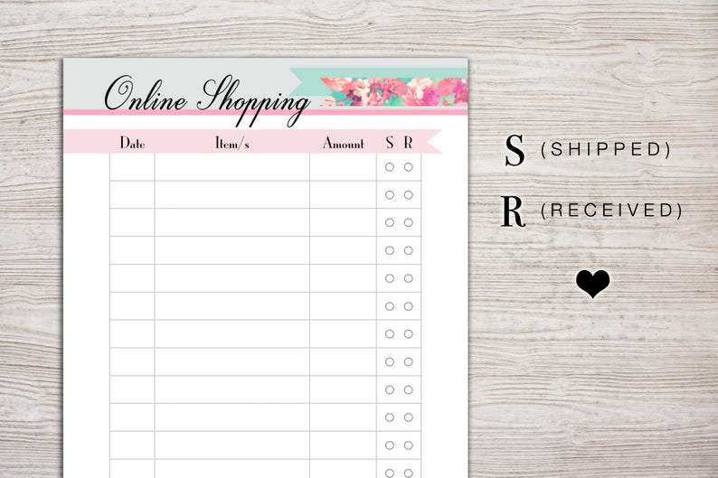 Printed Planner Inserts Online Shopping Tracker 6 Ring Planner Personal Size Medium MM Design: Flirty Girl image 2