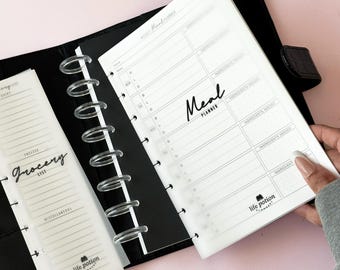 Half Letter Meal Planner & Grocery List Bundle, Weekly Planning System, Discbound Inserts