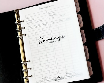 A5 Savings Tracker & Sinking Funds Printed Inserts, 6-Ring Planner Refill