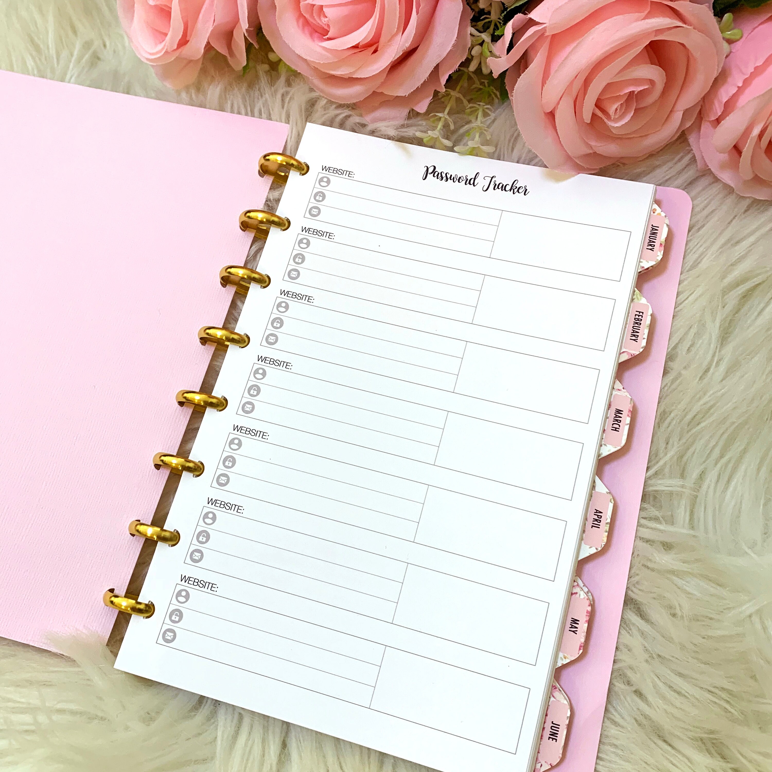 Printed Discbound Planner Inserts Password Tracker Half Etsy