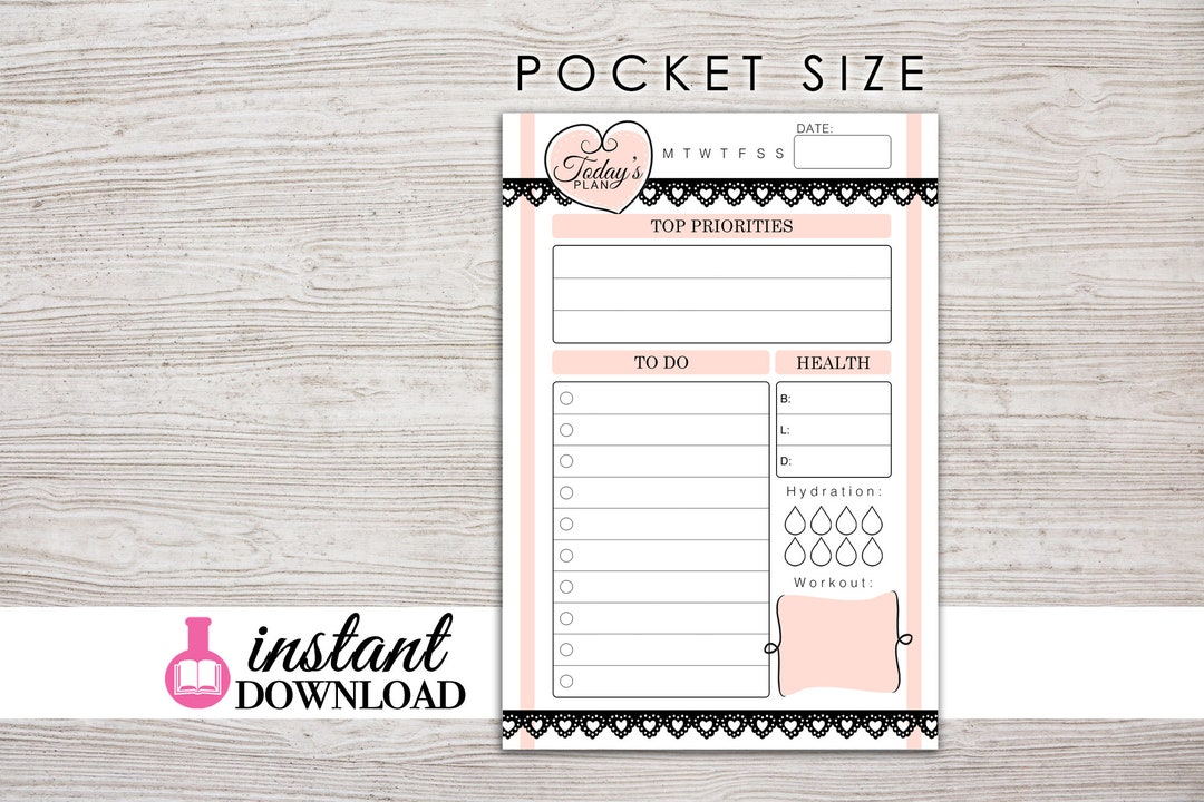 Printable Pocket Inserts Daily Planner Filofax Pocket - Etsy