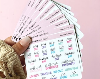 Finance & Budgeting Planner Stickers | Payday, Bill Due, Savings Words | Colorful Small Mini Word Stickers