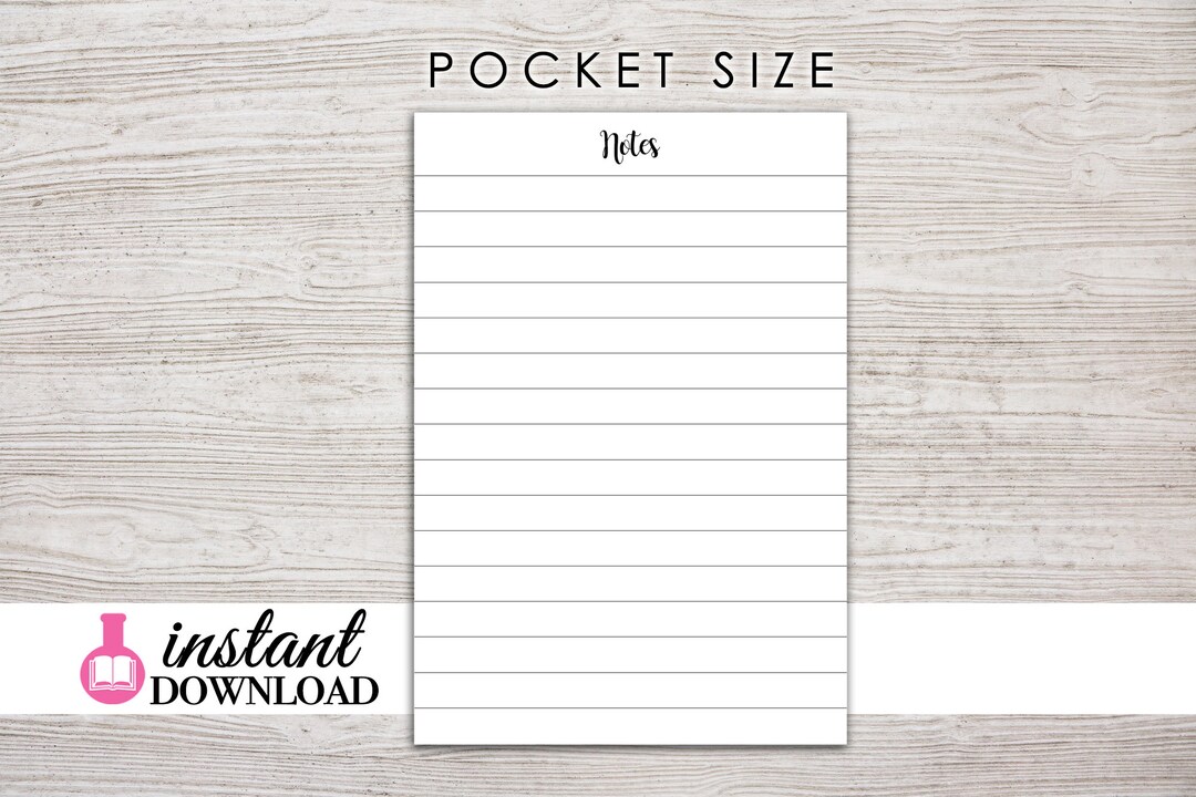 Printable Pocket Inserts Notes Filofax Pocket Kikki K - Etsy
